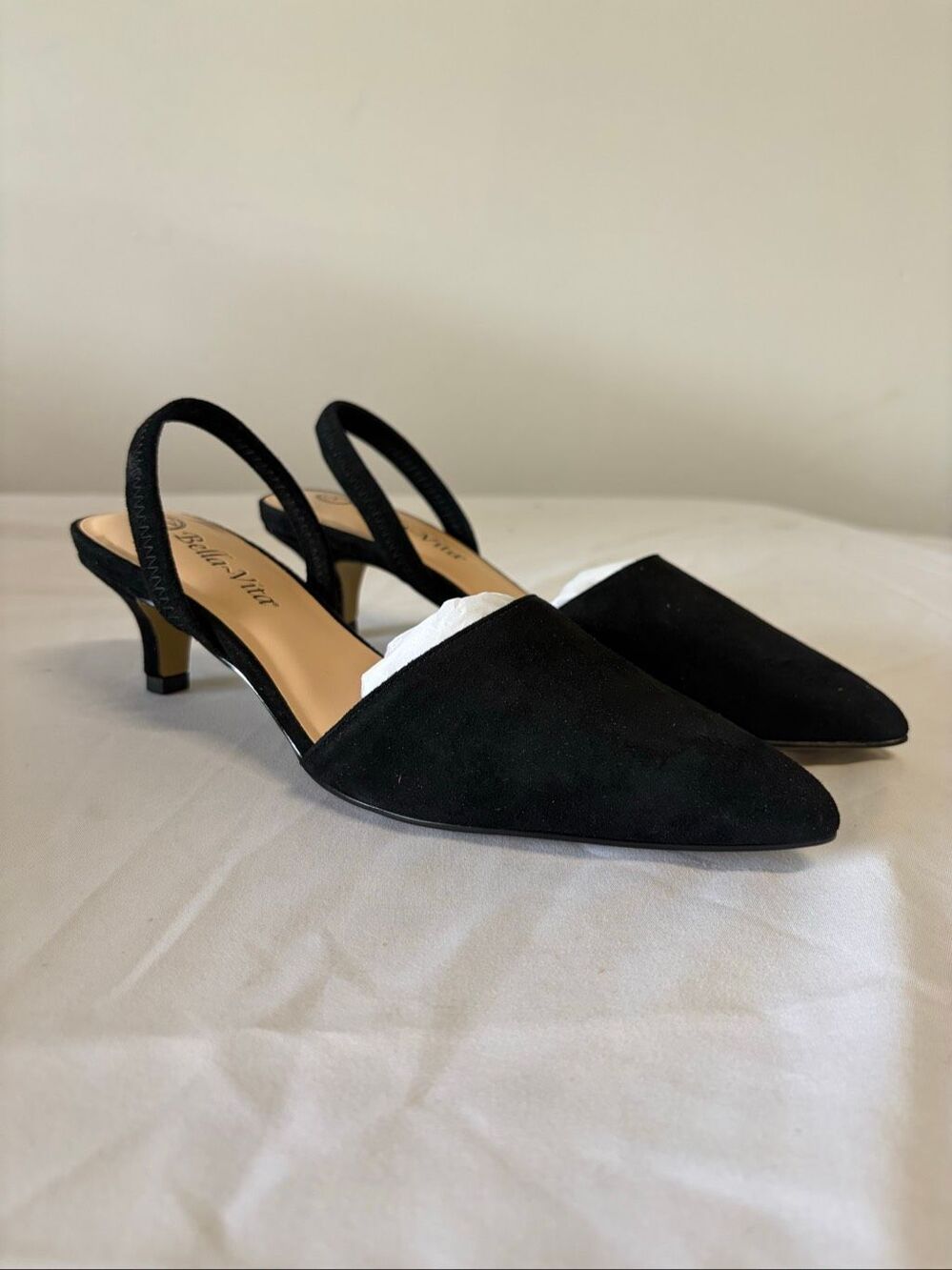 Bella Vita Sarah Black Suede Strap Pump Women’s Size 6W New With Box
